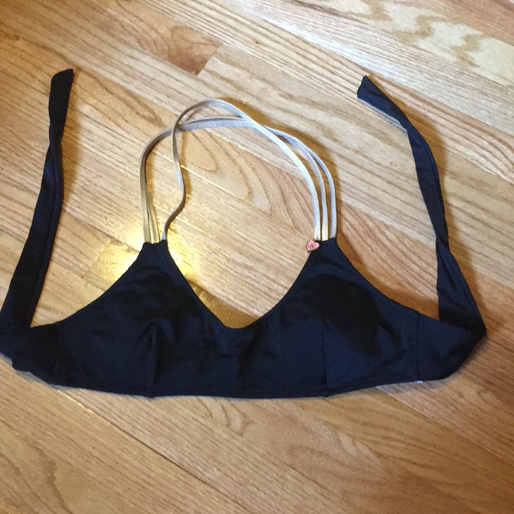 Victoria’s Secret bikini top. Large, black & gold.